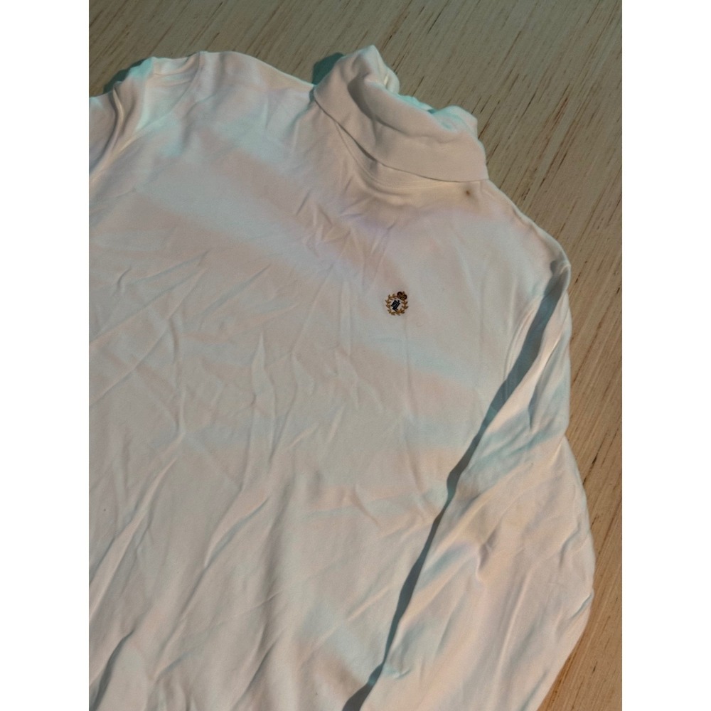 Lauren Ralph Lauren Womens White Cottonโ Turtleneck Crest Logo Top XL26